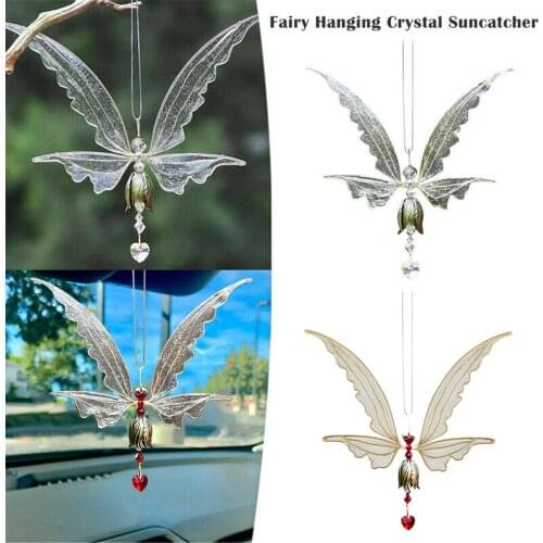 Crystal Guardian Angel Wing Suncatcher Rainbow Maker Collection With Crystal Wind Chimes For Home Garden Hanging Decoration #P2