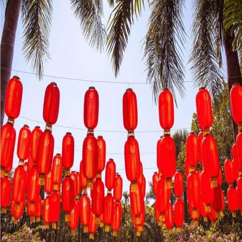 6PC Red Chinese New Year Lantern Cylinder Chinese Lantern Festival Chinese Wind Adorn Chinese Friends Hotel Festival Decoration