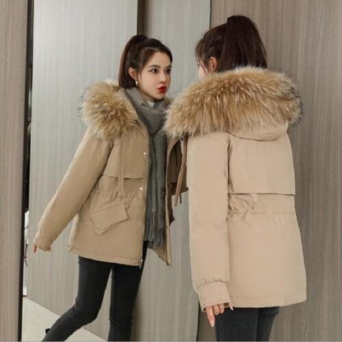 Parkas Women 2021 New Fur Liner Winter Jacket Women Coat Short Hooded Outwear Female Thick Cotton Padded Winter Coat Women