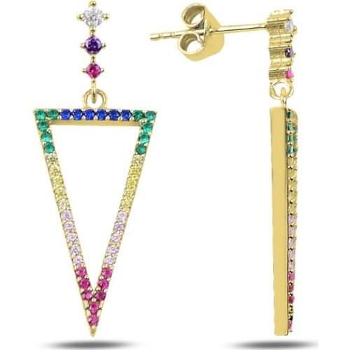 KUTAYDAN Mixed Color Zircon Earrings 925 Sterling Silver