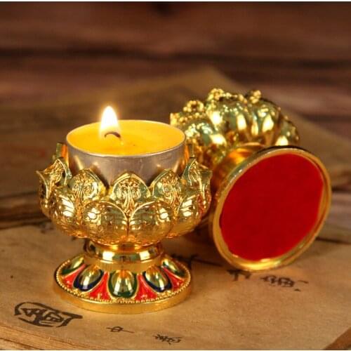 Small Tealight Candle Stand Holder Buddhism Candlesticks Metal Candle Holders Feng Shui Alloy Lotus Flower Home Decor