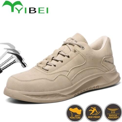 Mens indestructible safety shoes Anti-smash and anti-stab steel toe work boots Lightweight outdoor sports shoes