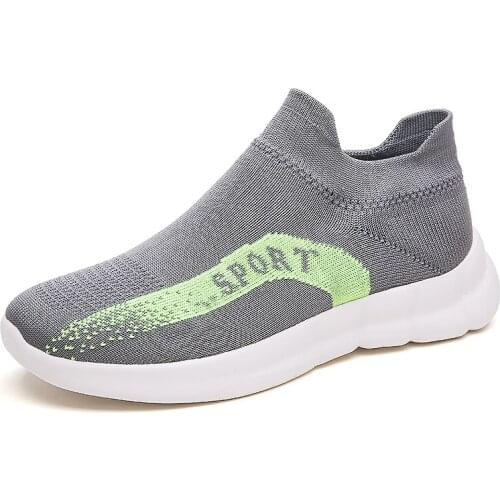 Men Shoes 2020 Autumn Breathable Mesh Sneakers Men Slip on Soft Casual Shoes Knit Walking Sock Shoes Comfort Men Flats
