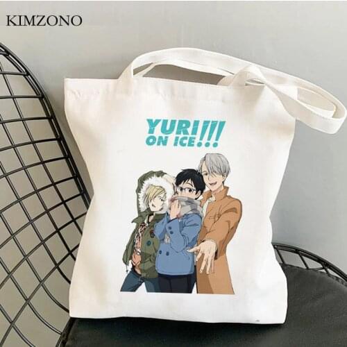 Yuri on Ice shopping bag bolsa jute bag bolsas de tela shopper handbag canvas bag cloth ecobag tote foldable sac tissu