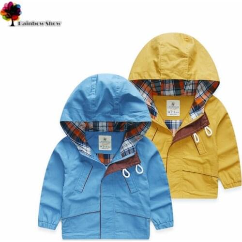 New Children Clothing Boys Autumn and Spring Solid Cotton Quality Hooded Leisure Outwear Children Trench