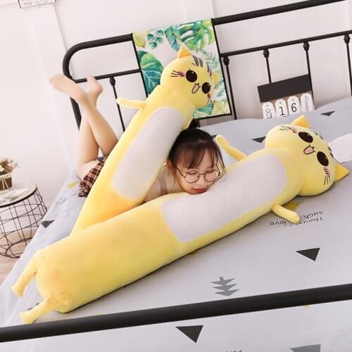 New Big Large Size Pillow Cute Yellow Cat Super Soft Cushion Stuffed Animal pet Plush Toy Christmas Gift For Children girl