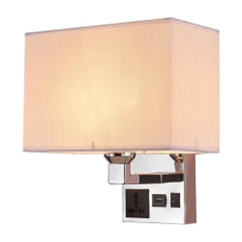 New bedroom lamp led wall lamp American fabric hotel bedside lamp with USB plug interface charging wall lamp