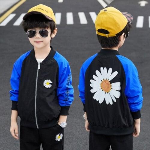 Flower Spring Autumn Boy Coat Overcoat Top Kids Costume Teenage Gift Children Clothes High Quality Plus Size
