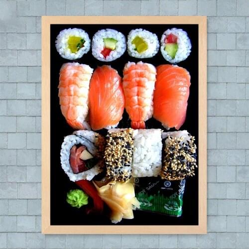 Japanese Food Sushi Posters Modern Restaurant Dining Hall Decoration Salmon Shrimp Canvas Prints Wall Mural Picture Home Decals