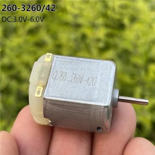 DC 3V 3.7V 5V 6V Flat 260 DC Motor Small Long Shaft 2MM Shaft Dia 19500RPM High Speed Technology Teaching Making Motor Toy