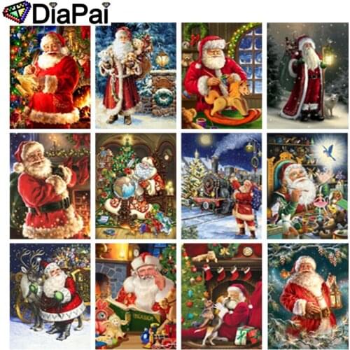 DIAPAI Diamond Painting Full Square/Round Diamond "Santa Claus scenery" Pattern Embroidery Cross Stitch 5D Rhinestone Painting