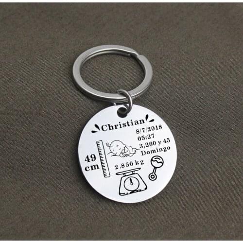 Custom Baby Keychain Personalized Name Date of Birth Weight Time Newborn Height Memorial Baby Statistics Keyring New Mother Gift