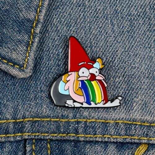 Rainbow Dwarf Children Cartoon Alloy Shirt Brooch Enamel Pin Metal Broches for Women Badge Pines Metalicos Brosche Accessories