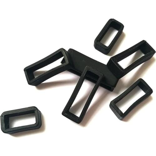 4Pc Black 12 14 16 18 19 20 21 22 24 26 28 mm Watchbands Strap Loop Ring Silicone Rubber Watch Bands Accessories Holder Locker