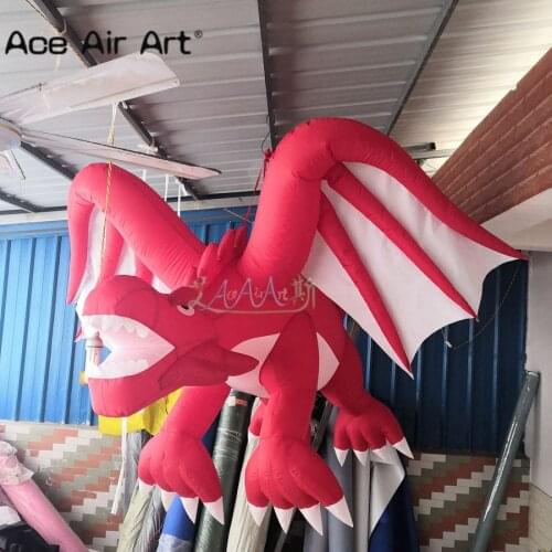 Red color hagning inflatable dragon replica model inflatable fly dragon for party events/stage decoraction