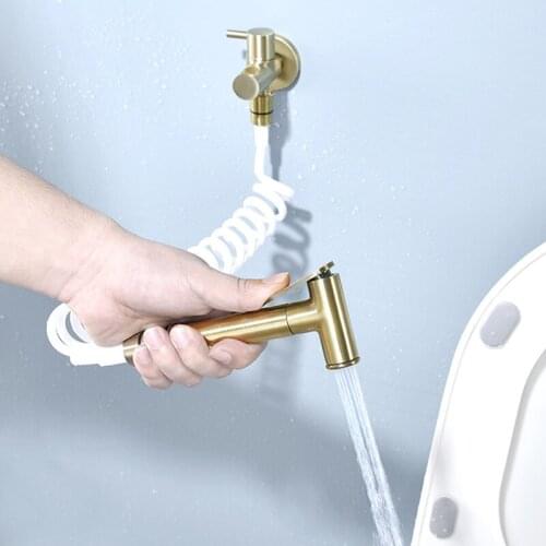 Handheld bidis spray shower set sanitary toilet douche kit bidet bathroom tap gold brushed bidet