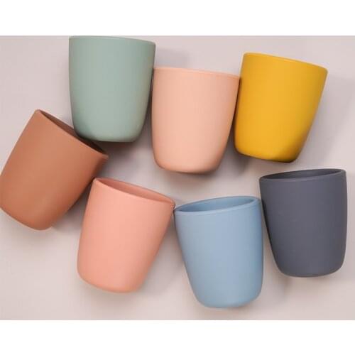 Solid Color Baby Water Cup Food Grade Infant Silicone Feeding Handcup Portable Children Snack Cup
