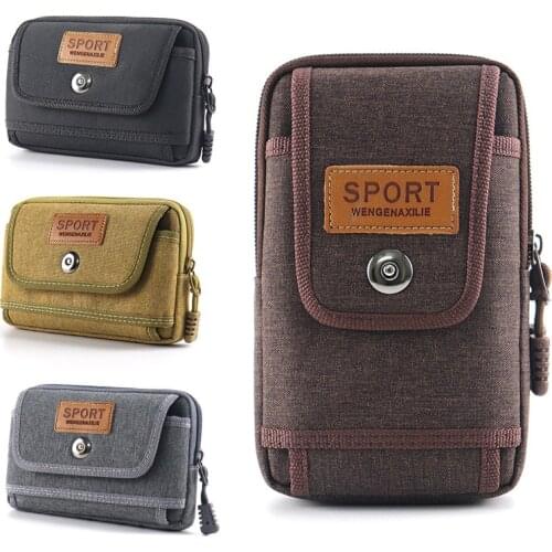 Wasit packs for man Universal Canvas Waterproof Mobile Phone Bag Wallet Belt Pouch Coin Purse fanny packs for Man fashionable