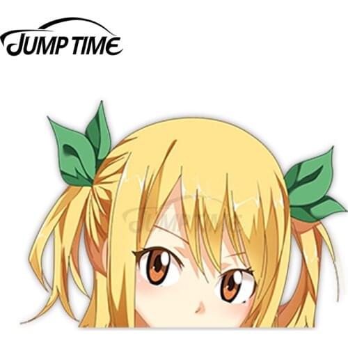 Jump Time Fairy Tail Lucy Heartfilia 27 9.2 Big Head Anime Peeker Vinyl Decal Waifu Kawaii Girl Car Stickers