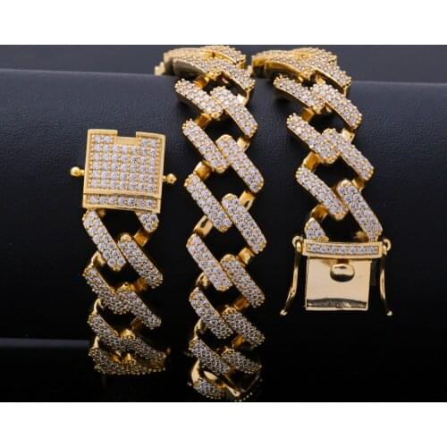 Hip Hop Jewelry For Male 11mm Cuban Link Bracelet and Necklace Micro Pave AAA Cubic Zircon Chain Bracelet All Iced Out Charm