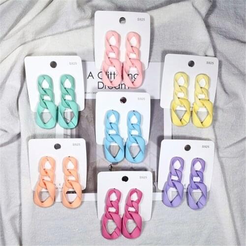 2021 Patchwork Acrylic Chain Earrings For Women Candy Color Irregular Drop Earrings Womens Accessories Fashion Jewelry Trend