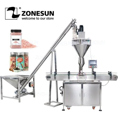 ZONESUN Custom Full Automatic Dry Fine Milk Talcum Powder Granule Can Jar Bottle Filling Machine With Material Feeder