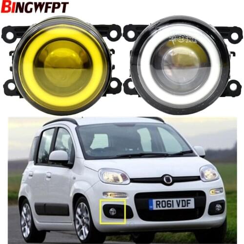 1pair Angel Eyes Car styling front bumper LED fog Lights with Lens For Fiat Panda 2012 2013 For Fiat Punto Evo 2009-2012