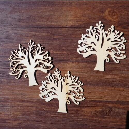 10pcs 12.5x12.8cm Wooden Tree Shape Gift Tag for Hanging Blank Decorations Hang Tags Festival Party Birthday Decor