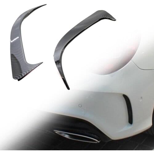 2Pcs Bumper Spoiler Heat-resistant Anti-scratch Carbon Pattern Decorative Rear Bumper Air Vent Splitter for Mercedes-Benz CLA200