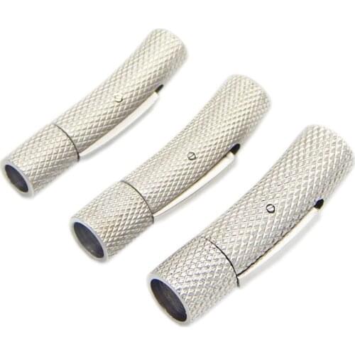 20pcs/lot hole:2/3/4/5/6/7/8mm Stainless Steel Clasp Tube Hooks Connector For DIY Leather Cord Bracelet Necklace Jewelry Finding