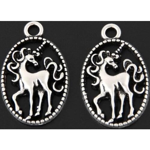 20pcs Silver Color 15x24mm Unicorn Animal Charms Holy Pendant Fit DIY Jewelry Making Handcrafted Accessories