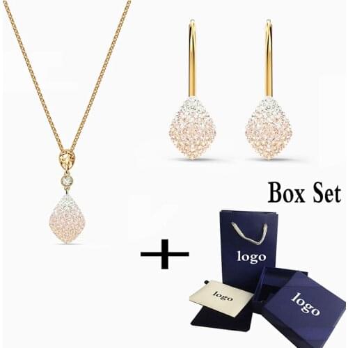 2020 New High Quality Funny Gold And Pink Necklace Pendant Set Elegant Jewelry An Engagement Gift