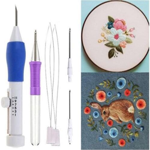 5pcs/box Magic DIY Embroidery Pen Set Knitting Sewing Tool Kit Punch Needle Stitching