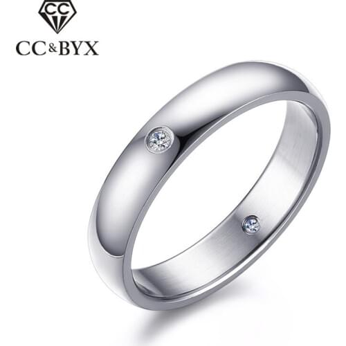 CC Simple Rings For Women And Men Fashion Stainless Steel Cubic Zirconia Couple Ring Lovers Jewelry Charms Bijouterie CC1305b