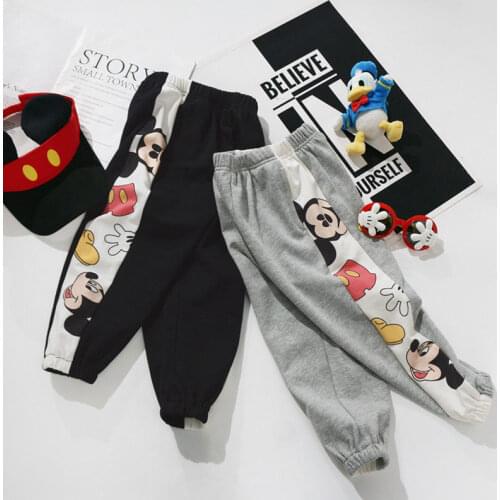 Childrens Movement Pants 2020 Autumn Dress New Girls Casual Trousers Loose Boy Baby Outside Wearing Cartoon Leggings