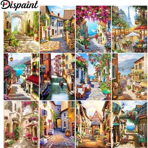 Dispaint 5d Diamond Painting Full Square/Round "Beautiful street scenery"Picture Of Rhinestone DIY Diamond Embroidery Home Decor