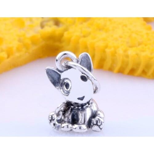 DoDoFly S925 Sterling Silver Pendant Bull Terrier Beagle Pendant String Beads Jewelry Bracelet Dog Charms