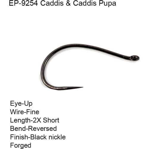 Eupheng 25pcs 50pcs EP-9254 Down Eye Competition Fly Hooks Caddis pupa Larva Fishing Hooks Black Nickle Hooks Pupa Flies New