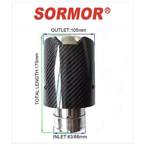 Sormor 4.1inches Outlet glossy Carbon Fiber Exhaust Pipe Muffler Tips for BMW Series,inlet66mm outlet 105mm