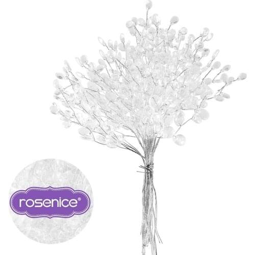 Rosenice 50 Stems Artificial Bouquet Bead Flower Drops Bride Hair Decor For Wedding DIY Craft Flower Branch Water Branch Pearl