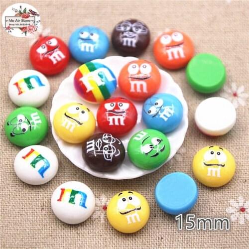 20Pcs Kawaii Resin M Beans Chocolate Candy Flat back Resin Cabochons Decoration Craft Embellishments for Scrapbooking