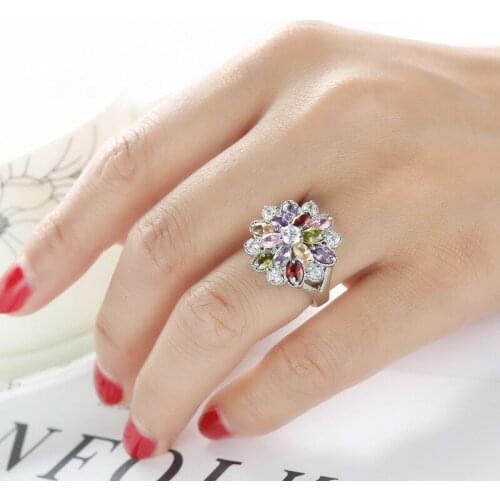 1Pc HIP Hop Colored zircon jewelry ring Stylish copper ring For Women Men Jewelry Dropshiping Couple gift