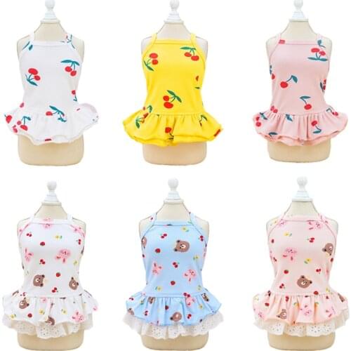 Summer Cotton Cat Dog Dress Skirt Cute Print Pet Dresses for Small Dogs Clothes Yorkies Terrier Masltese Clothing perro vestidos