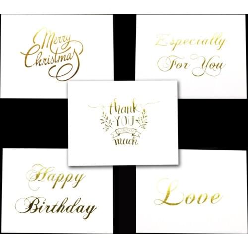 Mini Gold Thank you Gift Greeting Cards Valentine Happy Birthday Christmas Party Wedding Invitations Letter Greeting Cards 49pcs