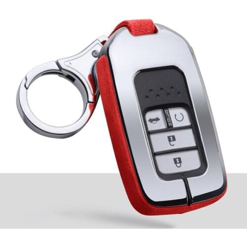New Suede Leather Zinc alloy Car Key Case Full Cover For Honda Hrv Civic 2017 Accord 2003-2007 Cr-v Freed Pilot Auto Accessories