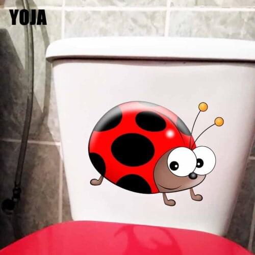 YOJA 22.9X18.2CM Funny Coccinella Septempunctata Living Room Home Decor Toilet Decal Wall Sticker Cartoon T5-1093