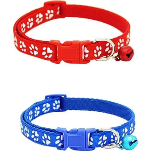 NHBR 2 Pack Adjustable Cat Collar with Bell Fashion Paw Print Design Pet Collar Safety Quick Release Breakaway Collar for Cats