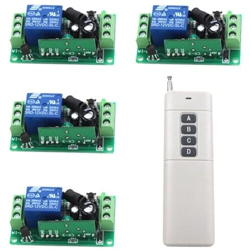 New 1Transmitter &4Receiver Module Wireless Remote Control Encoding Module System Momentery/Latched RF Remote Control Switches