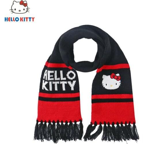 Hello Kitty Girls Winter New Girl Korean Style Western Fashion Thicken Warm Knitted Scarf