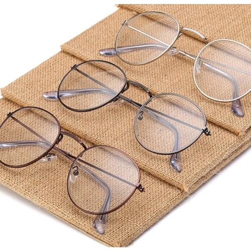 Fashion Round Glasses Men Women Vintage Classic Metal Flat Mirror Oversized Optical Lenses Unisex Frame Vision Care Eyewear